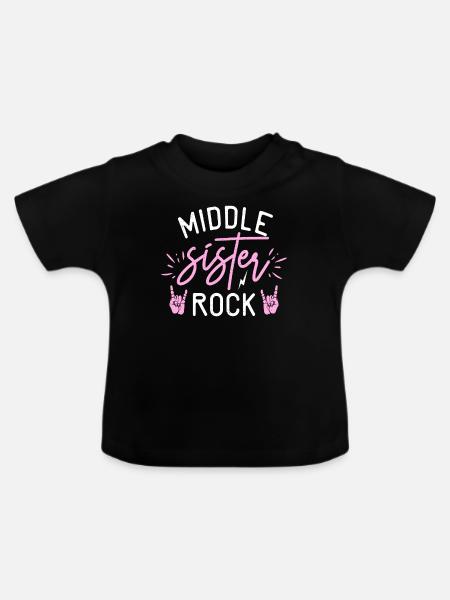 Middle Sister Gifts - Baby Bio-T-Shirt mit Rundhals - Schwarz