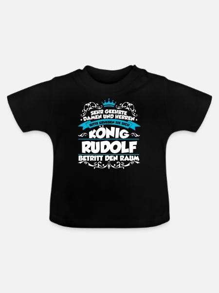 Rudolf Name Design - Baby Bio-T-Shirt mit Rundhals - Schwarz