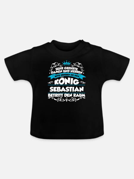 Sebastian Name Design - Baby Bio-T-Shirt mit Rundhals - Schwarz