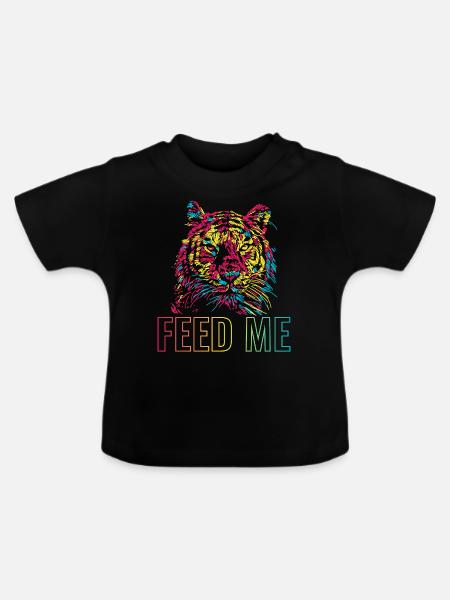Füttere mich - Baby Bio-T-Shirt mit Rundhals - Schwarz