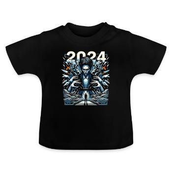 2024 - Baby Organic T-Shirt with Round Neck - black - Front