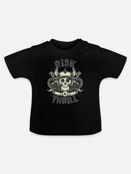 RISIKO-NERVENKITZEL - Baby Bio-T-Shirt mit Rundhals - Schwarz
