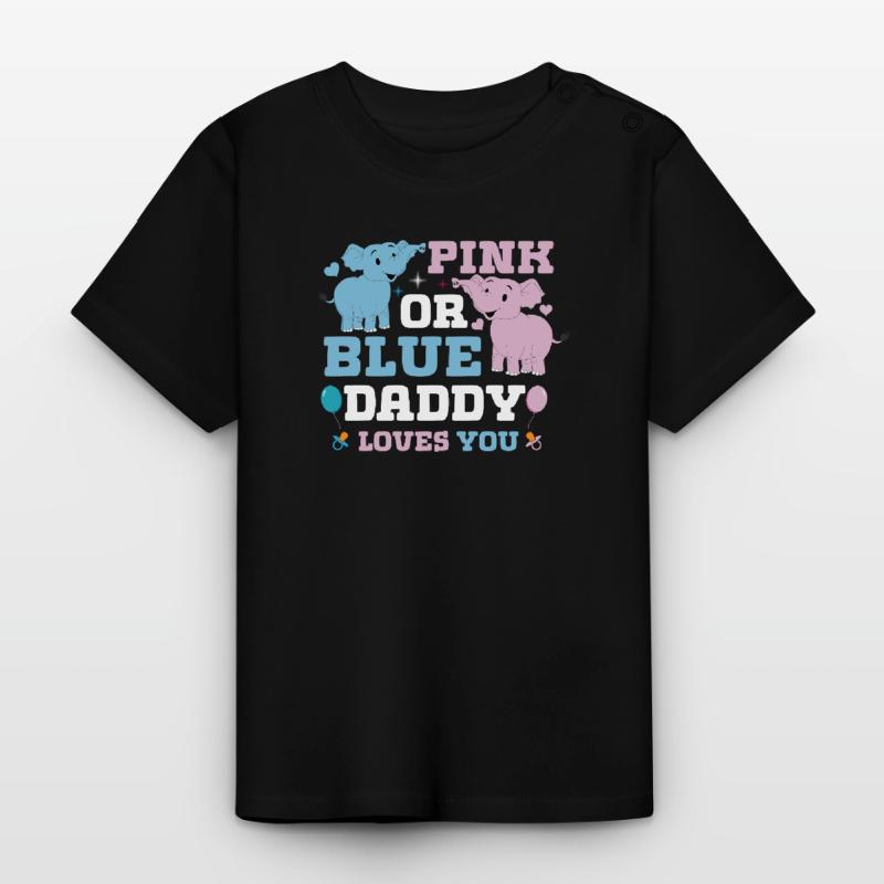 Pink Oder Blue Daddy Liebt Dich Geschlecht Baby Bio-T-Shirt mit Rundhals