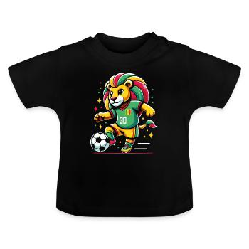 Sénégal Maillot Lion Sénégalais Supporter Football - T-shirt bio col rond Bébé - noir - Devant