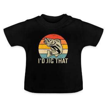 Walleye Fishing Angler - Baby Organic T-Shirt with Round Neck - black - Front