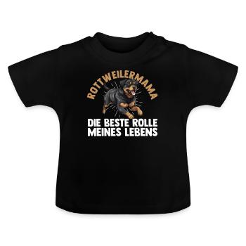 Hundemama Rottweilermama Frauchen Hund Rottweiler - Baby Bio-T-Shirt mit Rundhals - Schwarz - Vorne