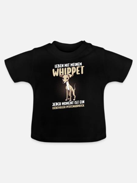 Hund Whippet - Baby Bio-T-Shirt mit Rundhals - Schwarz