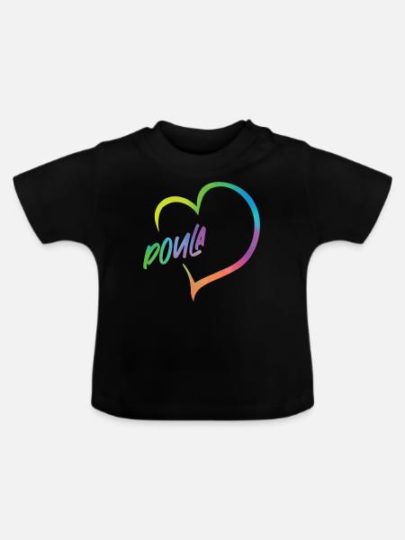 Doula Birth Worker Heart - Baby Bio-T-Shirt mit Rundhals - Schwarz