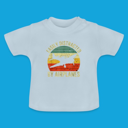 Easily Distracted by Airplanes - Baby Bio-T-Shirt mit Rundhals
