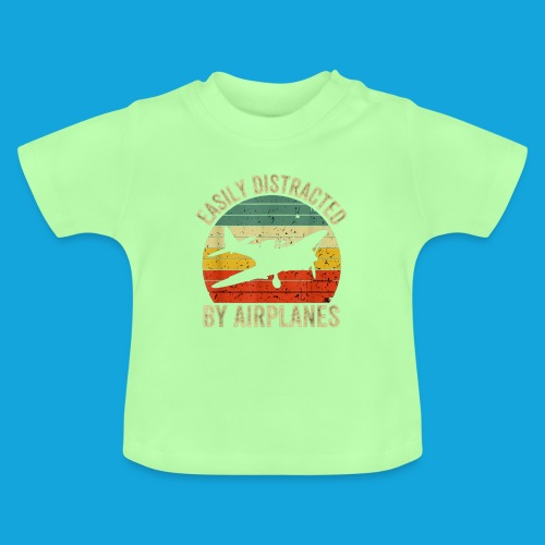Easily Distracted by Airplanes - Baby Bio-T-Shirt mit Rundhals