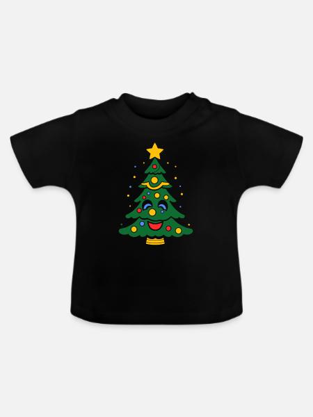 Kleiner Weihnachtsbaum - Baby Bio-T-Shirt mit Rundhals - Schwarz
