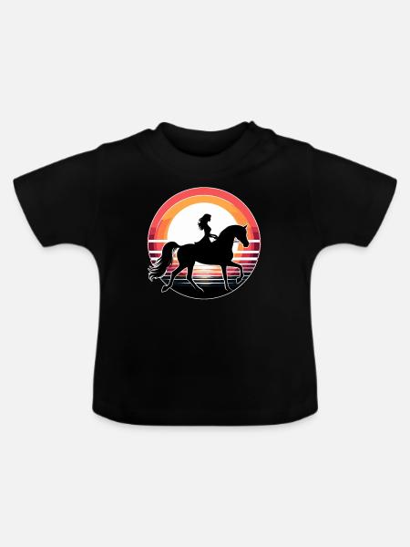 Arabisches Pferd Mädchen - Baby Bio-T-Shirt mit Rundhals - Schwarz