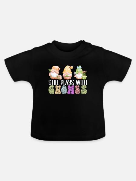 Gartenzwerge Gartenarbeit - Baby Bio-T-Shirt mit Rundhals - Schwarz