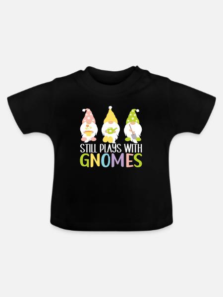 Gartenzwerge Gartenarbeit - Baby Bio-T-Shirt mit Rundhals - Schwarz