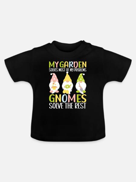 Gartenzwerge Gartenarbeit - Baby Bio-T-Shirt mit Rundhals - Schwarz