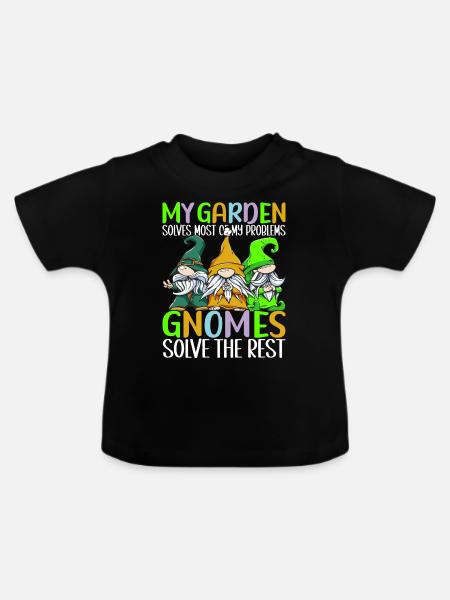 Gartenzwerge Gartenarbeit - Baby Bio-T-Shirt mit Rundhals - Schwarz
