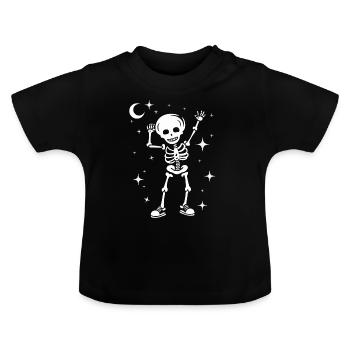 Lustiges Skelett Totenkopf Tanzen Halloween - Baby Bio-T-Shirt mit Rundhals - Schwarz - Vorne