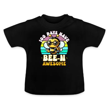 100 Tage Awesome Funny 100. Schultag - Baby Bio-T-Shirt mit Rundhals - Schwarz - Vorne