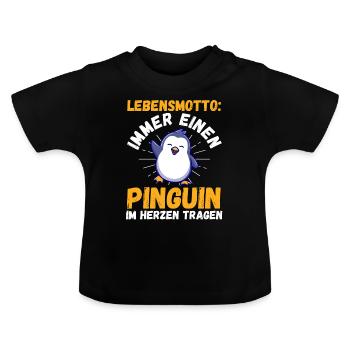 Süße Pinguin - Baby Bio-T-Shirt mit Rundhals - Schwarz - Vorne