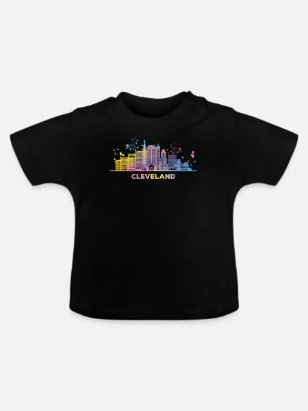 Clevelander Skyline Cleveland - Baby Bio-T-Shirt mit Rundhals - Schwarz