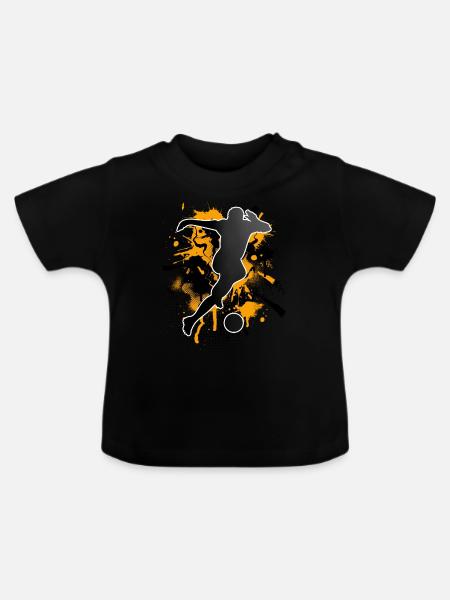 Fußball Fußballer - Baby Bio-T-Shirt mit Rundhals - Schwarz