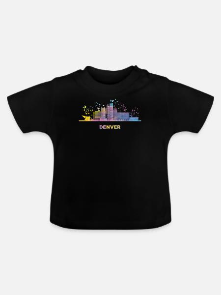 Denverites Skyline Denver - Baby Bio-T-Shirt mit Rundhals - Schwarz