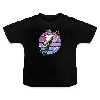 Schneeleopard Leopard Weißer Leopard - Baby Bio-T-Shirt mit Rundhals - Schwarz - Vorne