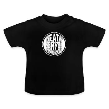 Baseball Funny - Baby Organic T-Shirt with Round Neck - black - Front