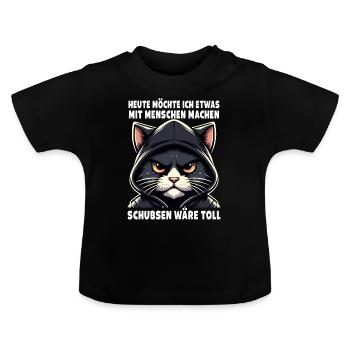 Shoving would be great sarcastic cat lover - Baby Organic T-Shirt with Round Neck - black - Front