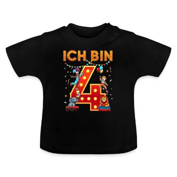J’ai 4 ans Quatrième anniversaire de cirque Quatre ans - T-shirt bio col rond Bébé - noir - Devant
