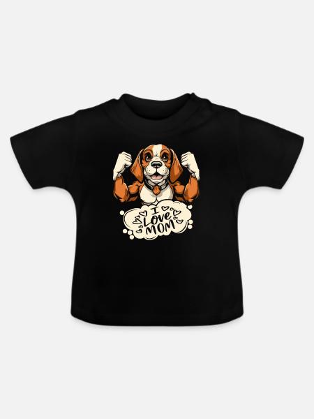 Beagle I Love Dad - Baby Bio-T-Shirt mit Rundhals - Schwarz