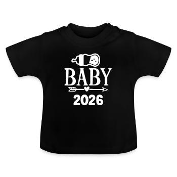 Bébé 2026 Naissance 2026 Enceinte 2026 Enceinte - T-shirt bio col rond Bébé - noir - Devant