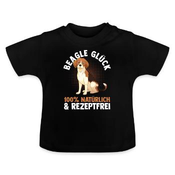 Hund Beagle - Baby Bio-T-Shirt mit Rundhals - Schwarz - Vorne