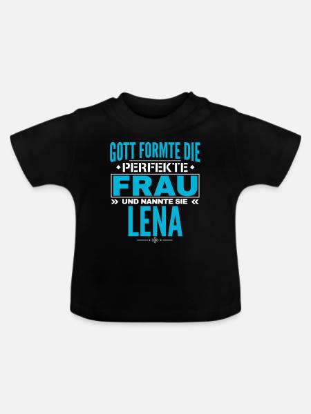 Lena Name Design - Baby Bio-T-Shirt mit Rundhals - Schwarz