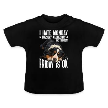 Je déteste le lundi mardi mercredi, le vendredi est ok 5 - T-shirt bio col rond Bébé - noir - Devant