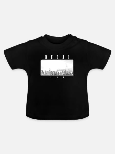 Dubai Skyline UAE Souvenir - Baby Bio-T-Shirt mit Rundhals - Schwarz