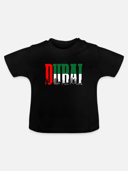 Dubai Skyline UAE Souvenir - Baby Bio-T-Shirt mit Rundhals - Schwarz
