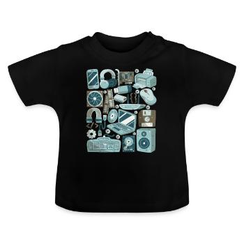 Computer - Baby Bio-T-Shirt mit Rundhals - Schwarz - Vorne