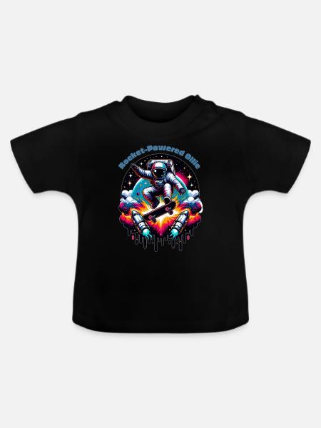 Rocket Powered Ollie - Baby Bio-T-Shirt mit Rundhals - Schwarz