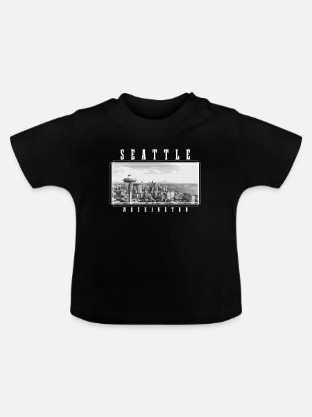 Seattle Washington Souvenir Geschenk - Baby Bio-T-Shirt mit Rundhals - Schwarz