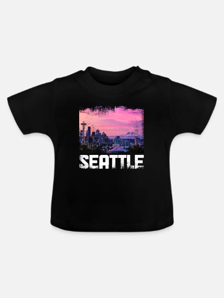 Seattle Washington Souvenir Geschenk - Baby Bio-T-Shirt mit Rundhals - Schwarz