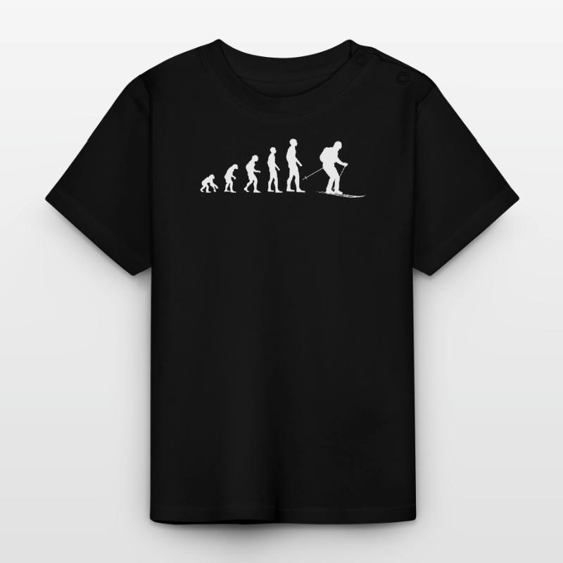 Evolution Skier Gift Baby Organic T-Shirt with Round Neck