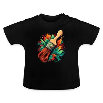 Pinceaux pour peintres - T-shirt bio col rond Bébé - noir - Devant