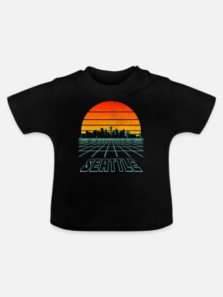 Seattle Washington Souvenir Geschenk - Baby Bio-T-Shirt mit Rundhals - Schwarz