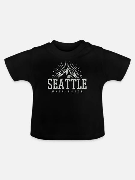 Seattle Washington Souvenir Geschenk - Baby Bio-T-Shirt mit Rundhals - Schwarz