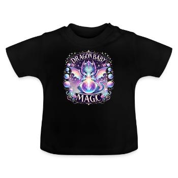 Bébé dragon magique - T-shirt bio col rond Bébé - noir - Devant