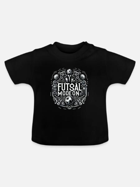 Futsal Mode On 12 - Baby Bio-T-Shirt mit Rundhals - Schwarz