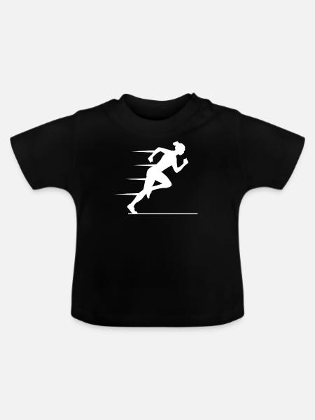 Eleganz & Kraft - Sprinterin Stilvoll - Baby Bio-T-Shirt mit Rundhals - Schwarz