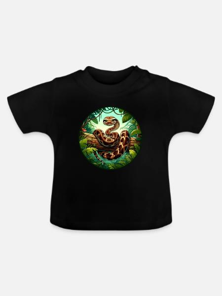Boa Schlange - Baby Bio-T-Shirt mit Rundhals - Schwarz