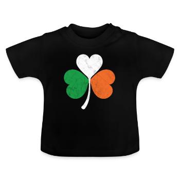 Trèfle du drapeau irlandais - T-shirt bio col rond Bébé - noir - Devant
